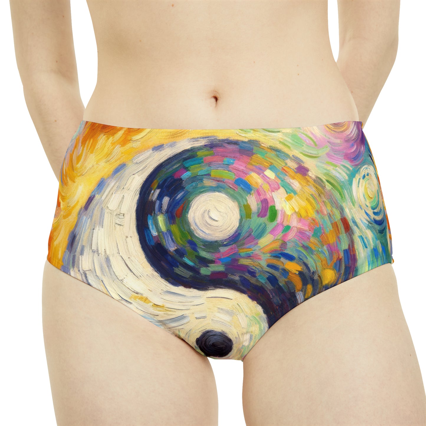 "Spectral Duality: An Impressionist Balance" - High Waisted Bikini Bottom