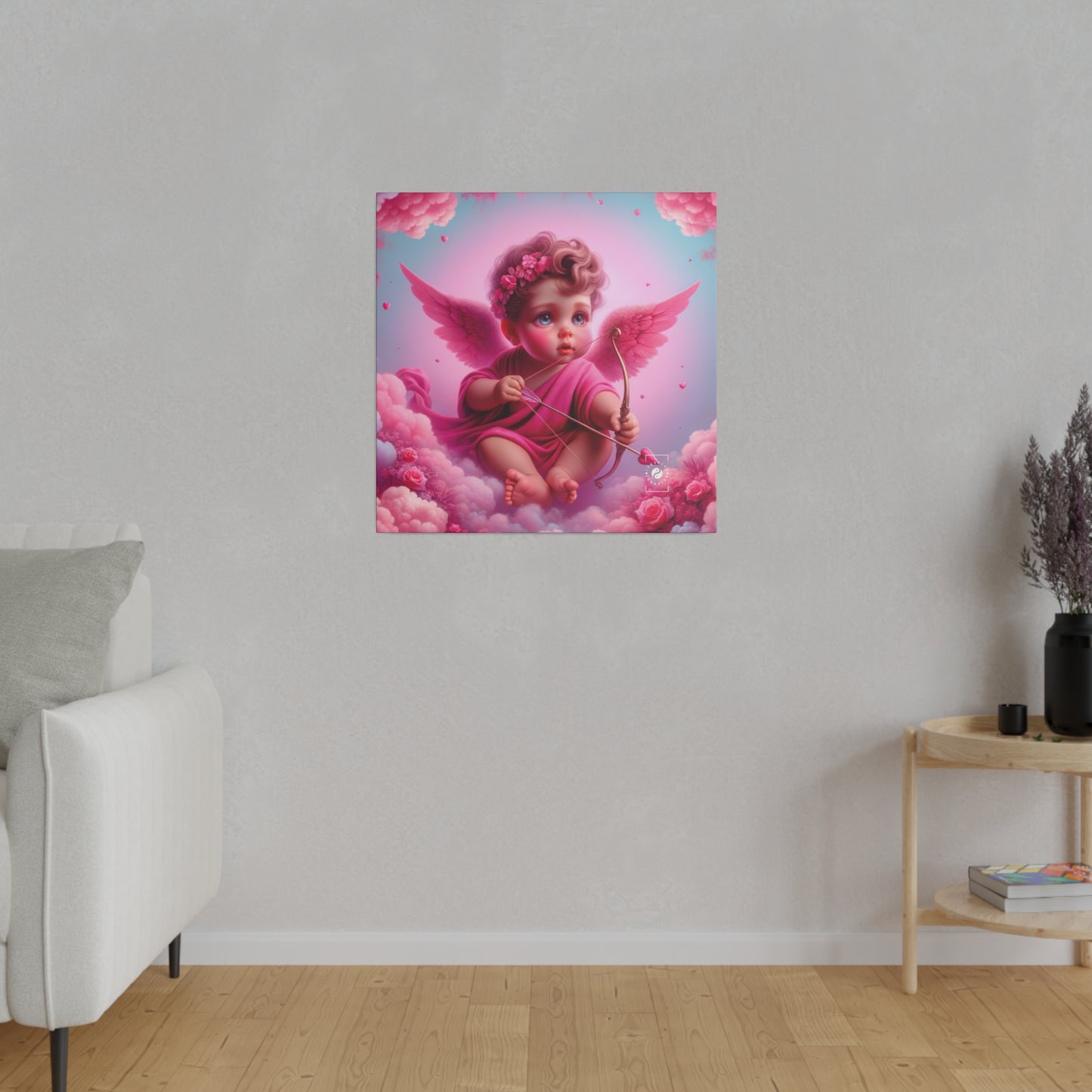 "Bold Blush: A Cupid's Love Affair" - Art Print Canvas