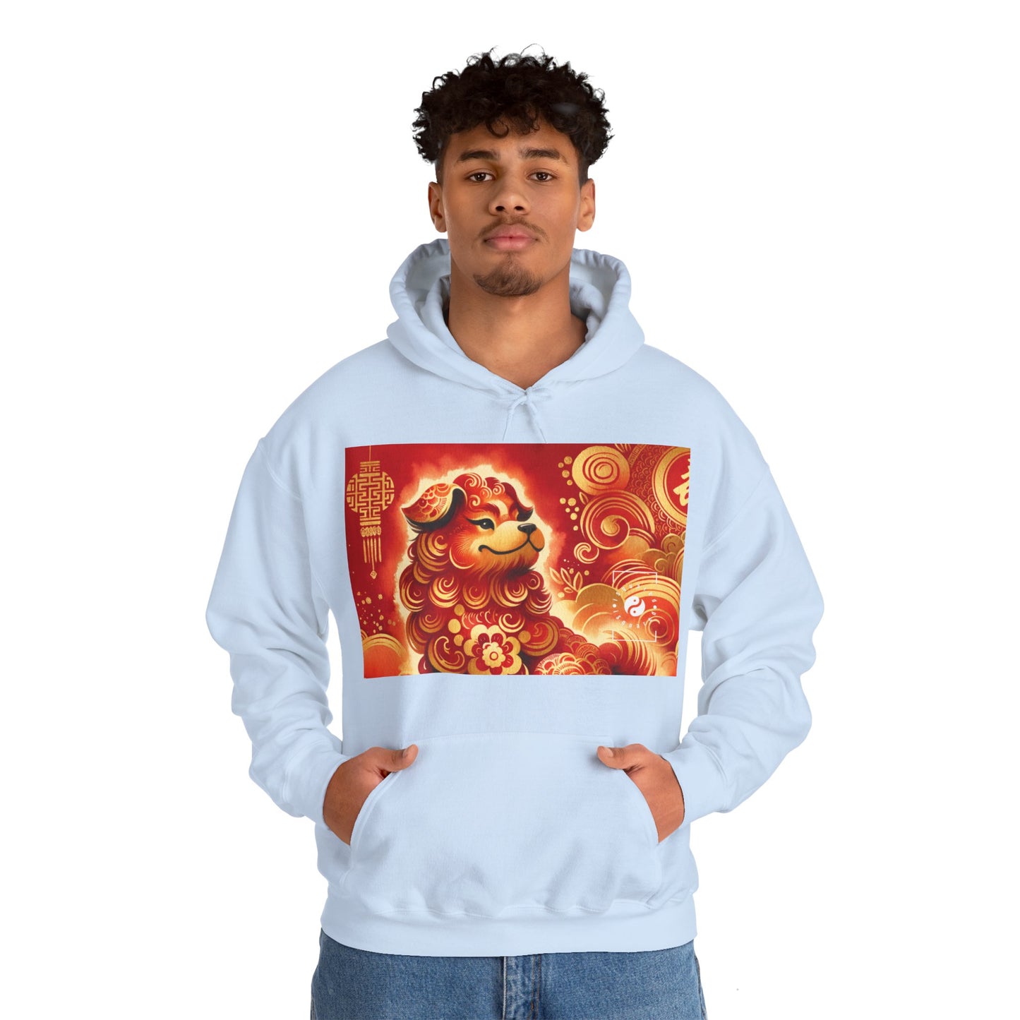 "Golden Canine Emissary on Crimson Tide: A Chinese New Year Odyssey" - Hoodie