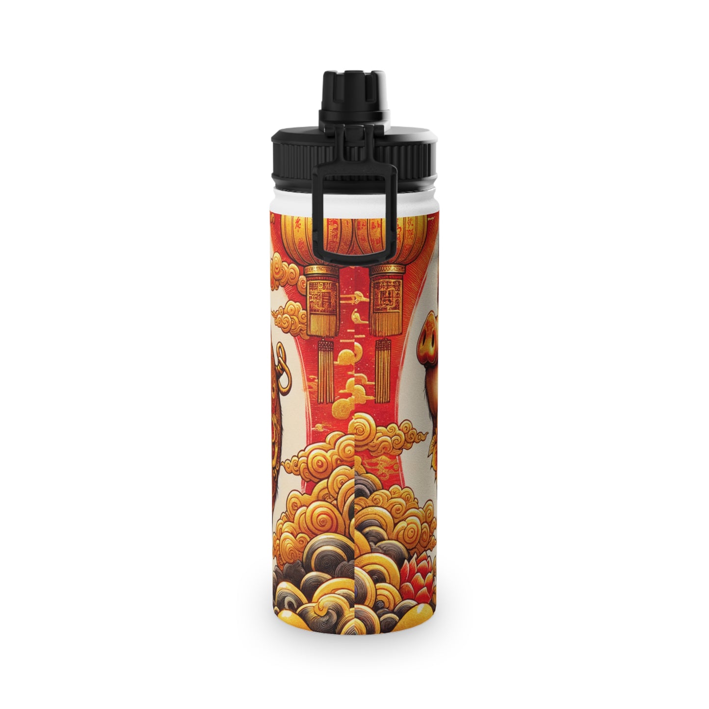 "Golden Prosperity: The Divine Swine Celebration" - Sports Water Bottle