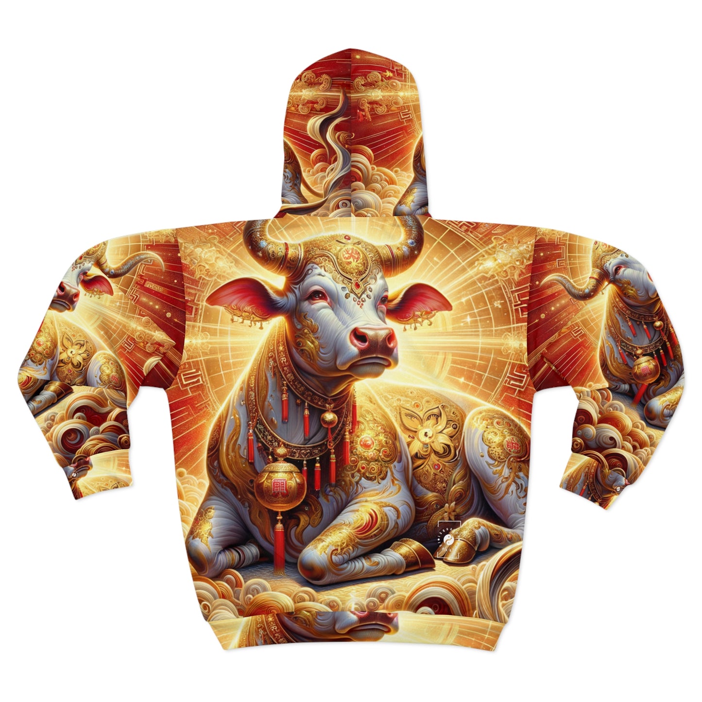 "Golden Euphoria: A Dance of the Divine Bovine" - Zip Hoodie