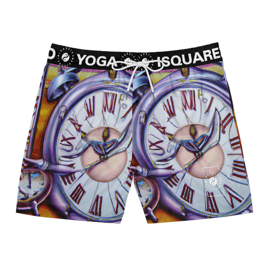 "Chrono Illusionist's Liquid Riddle" - Swim Shorts (Mid-Length) for Men