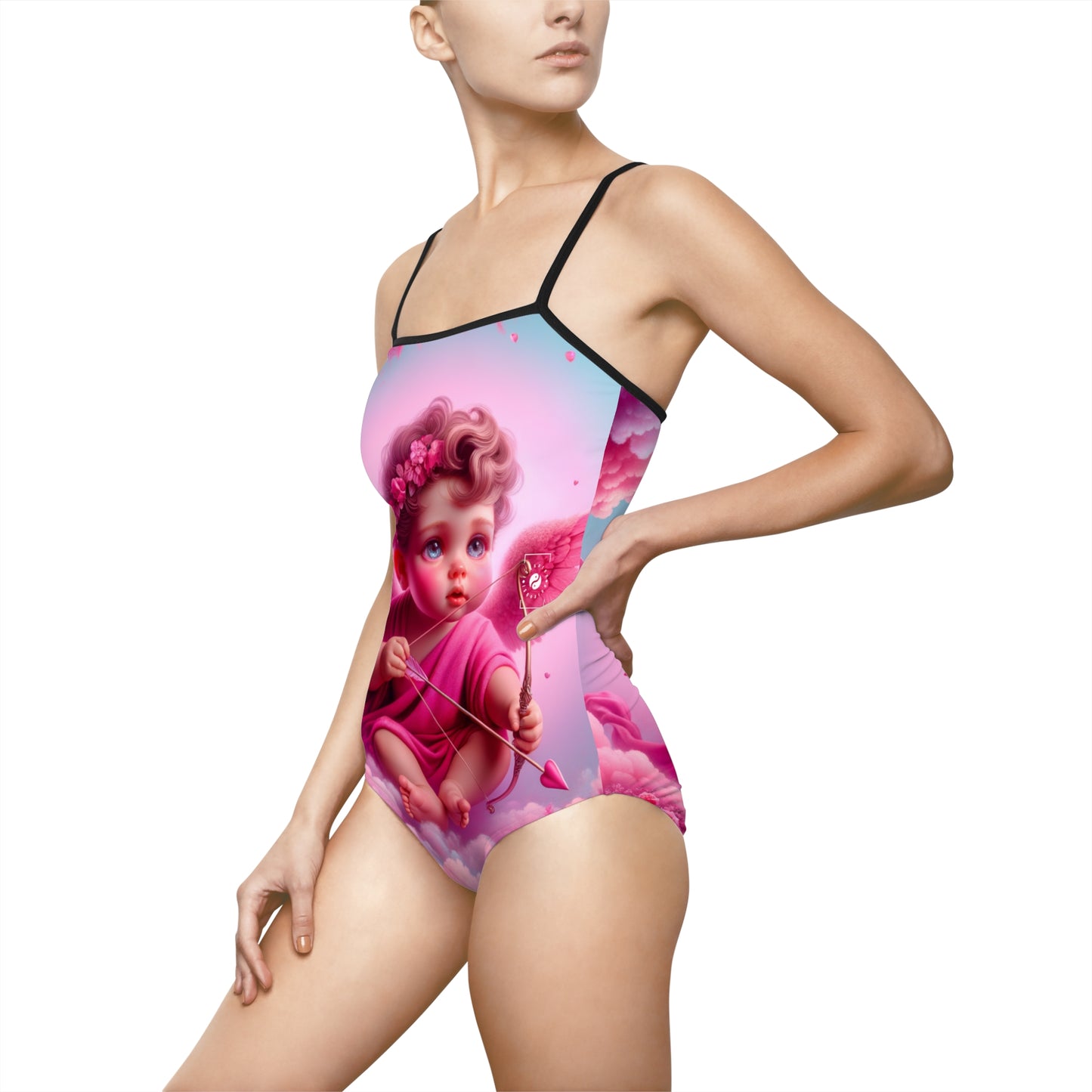 "Bold Blush: A Cupid's Love Affair" - Openback Swimsuit