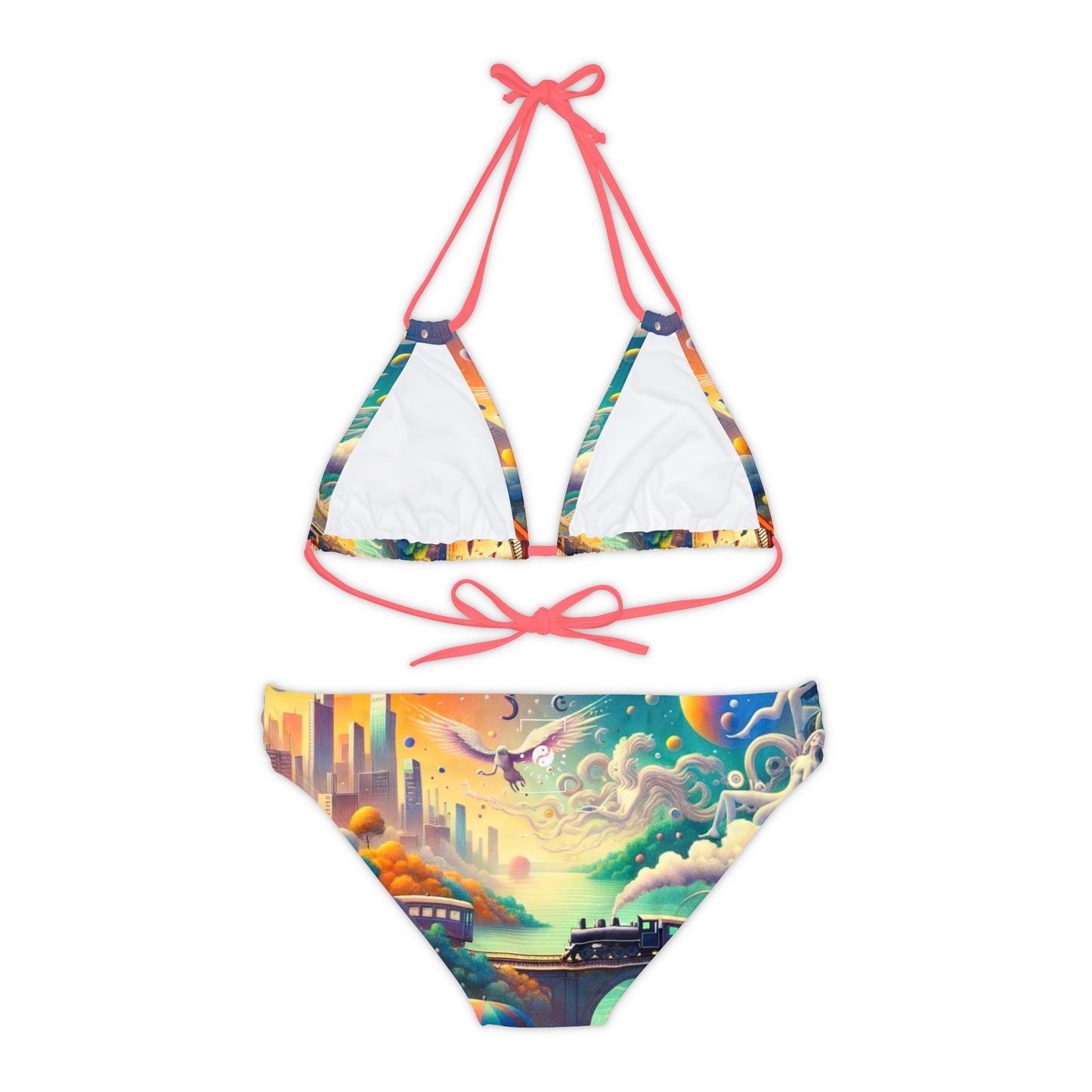 "Mirrors of Metaphor: A Murakami Odyssey" - Lace-up Bikini Set