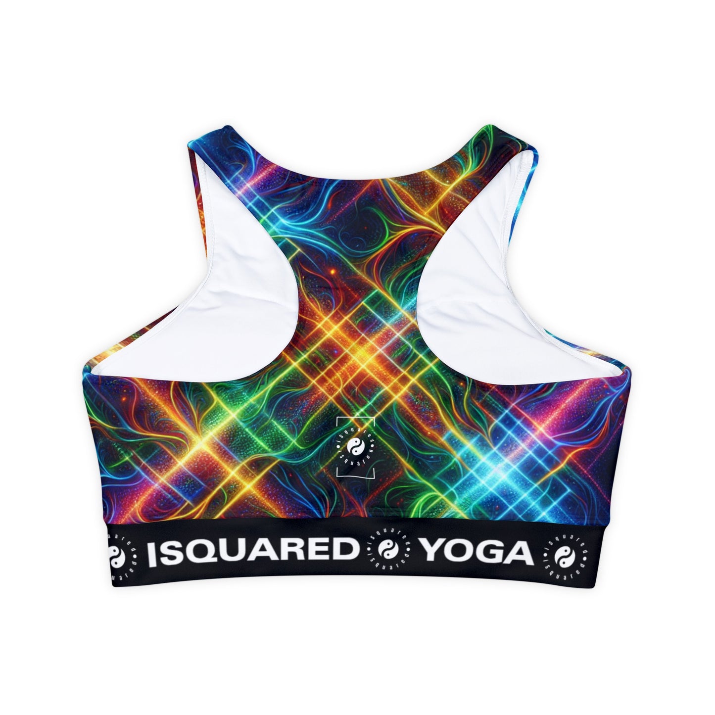 "Neon Plaid Luminosity Matrix" - Lined & Padded Sports Bra