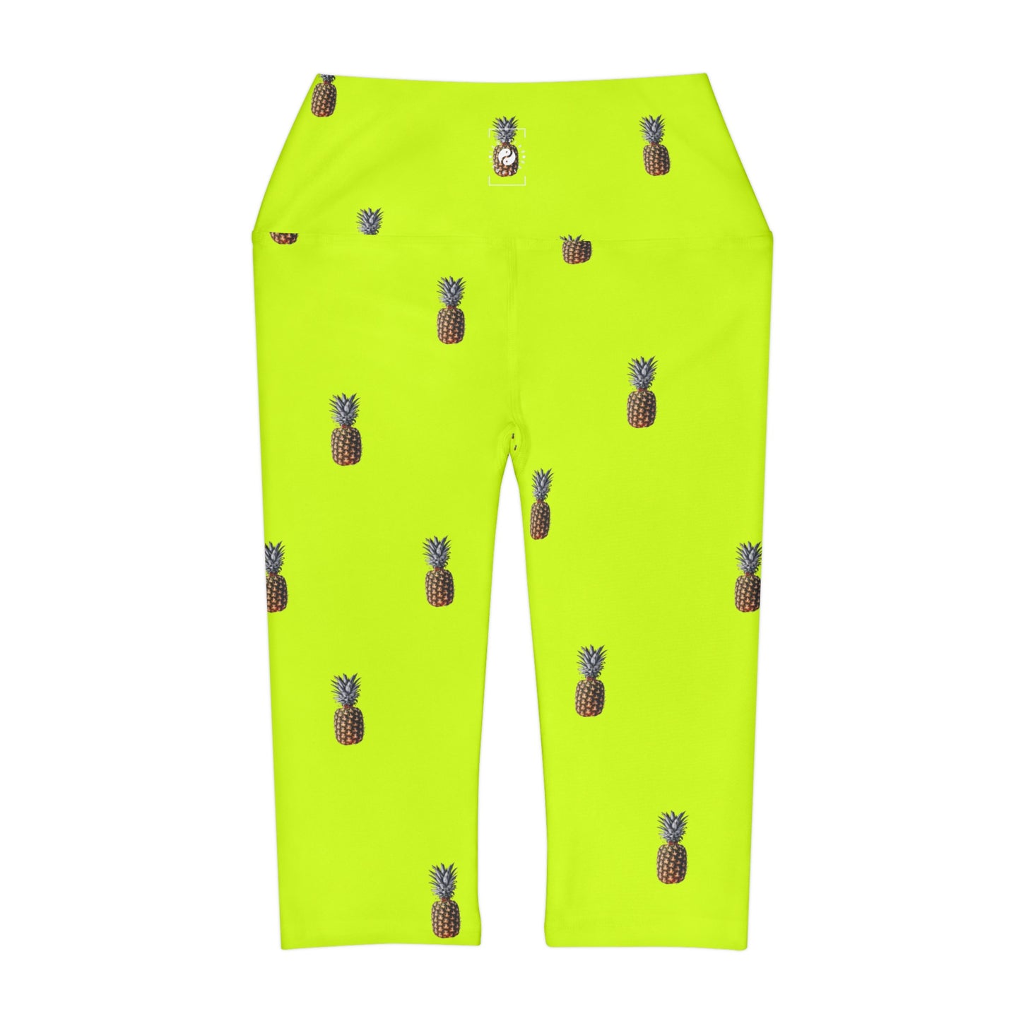 #D7FF11 Sharp Yellow + Pineapple - High Waisted Capri Leggings