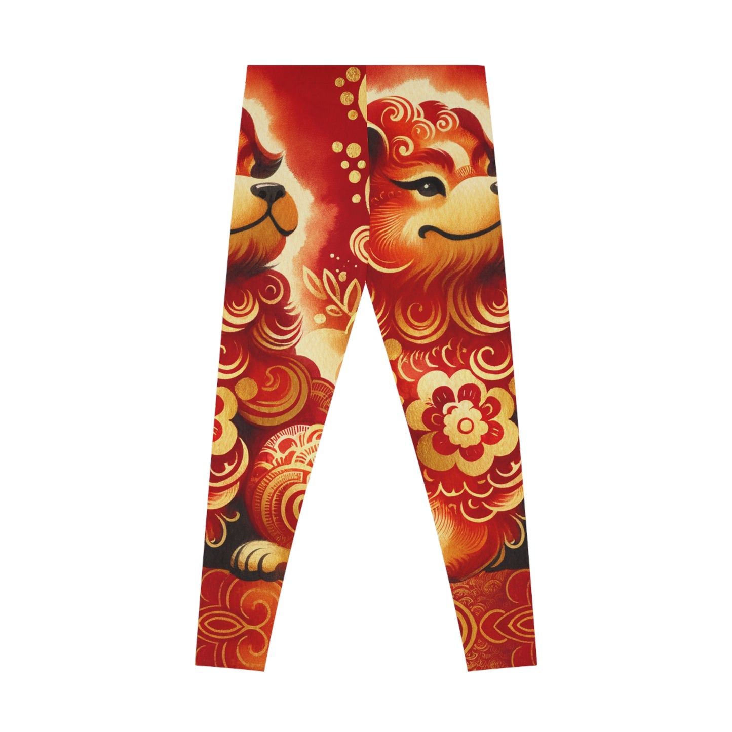 "Golden Canine Emissary on Crimson Tide: A Chinese New Year Odyssey" - Unisex Tights