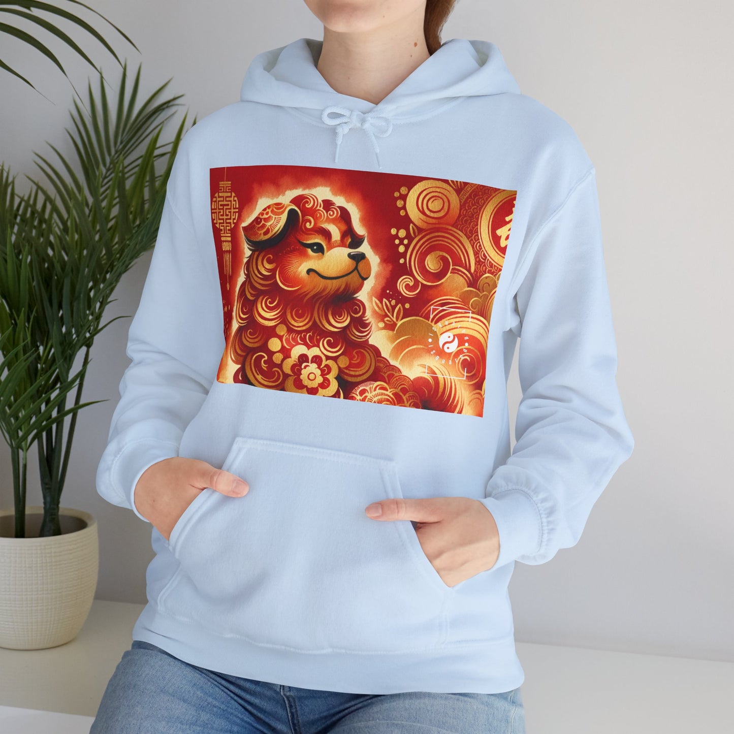 "Golden Canine Emissary on Crimson Tide: A Chinese New Year Odyssey" - Hoodie