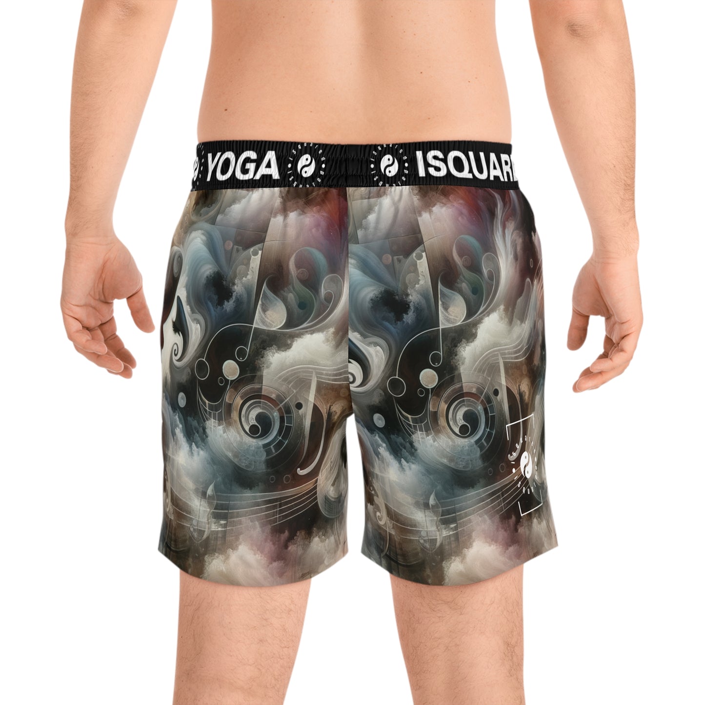 "Harmony of Descent: An Abstract Ode to La Traviata" - Swim Shorts (Mid-Length) for Men