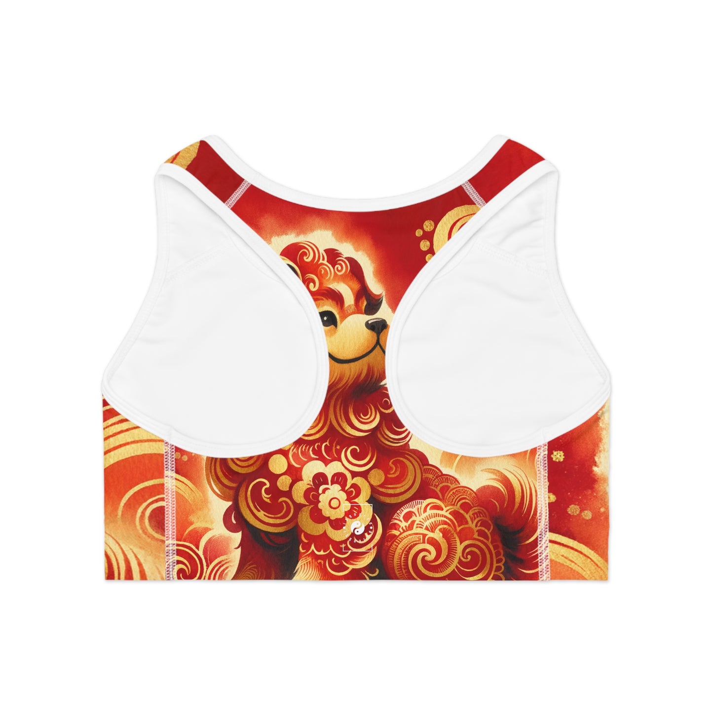 "Golden Canine Emissary on Crimson Tide: A Chinese New Year Odyssey" - High Performance Sports Bra