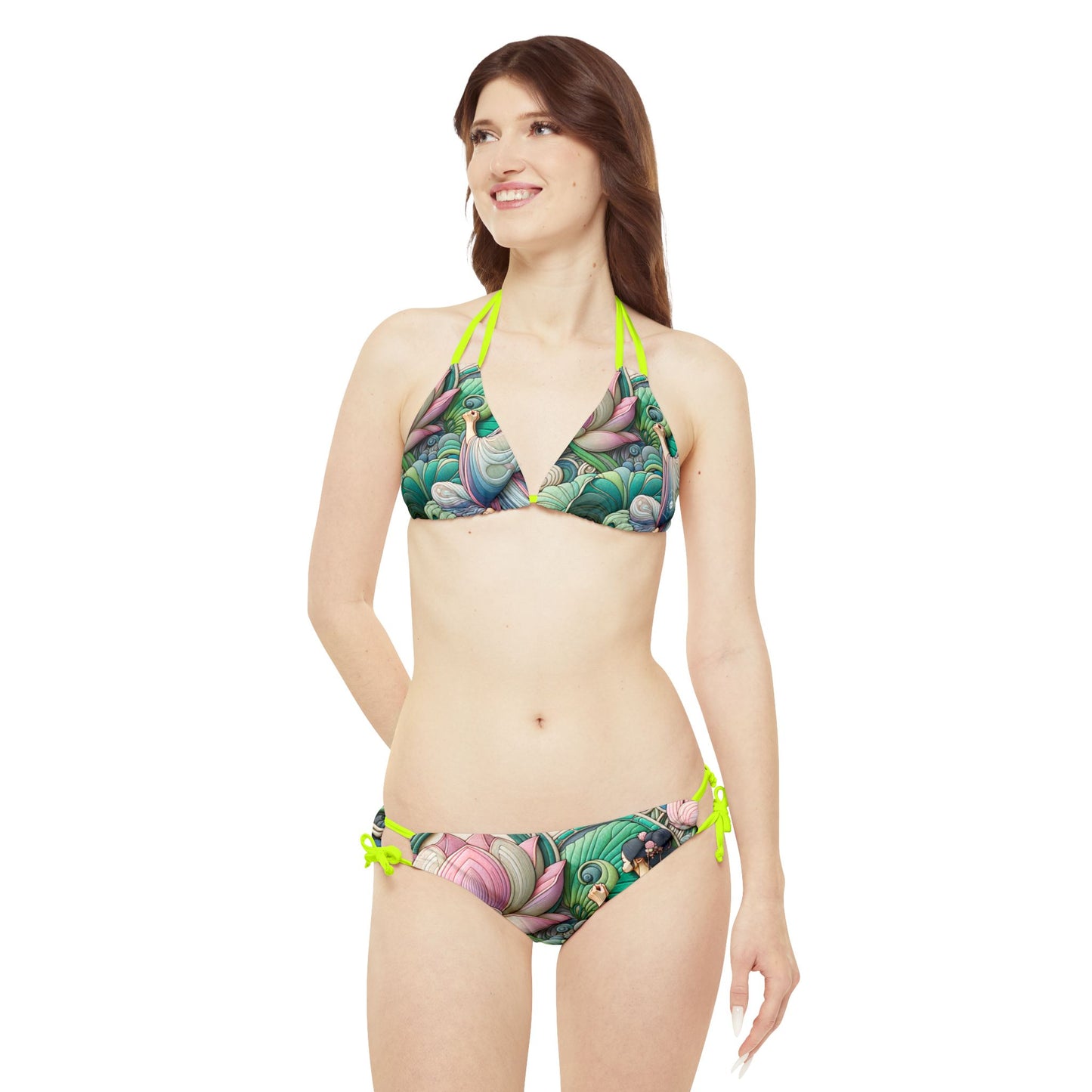 "Lotus Echo Serenity" - Lace-up Bikini Set