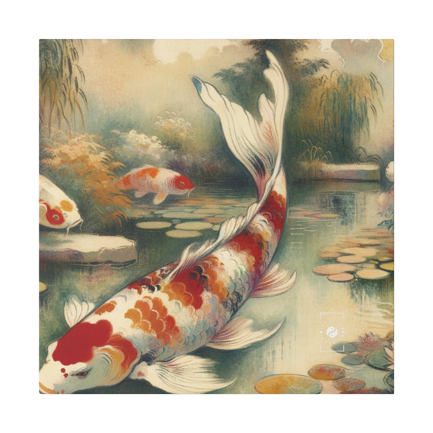 Koi Lily Pond - Art Print Canvas