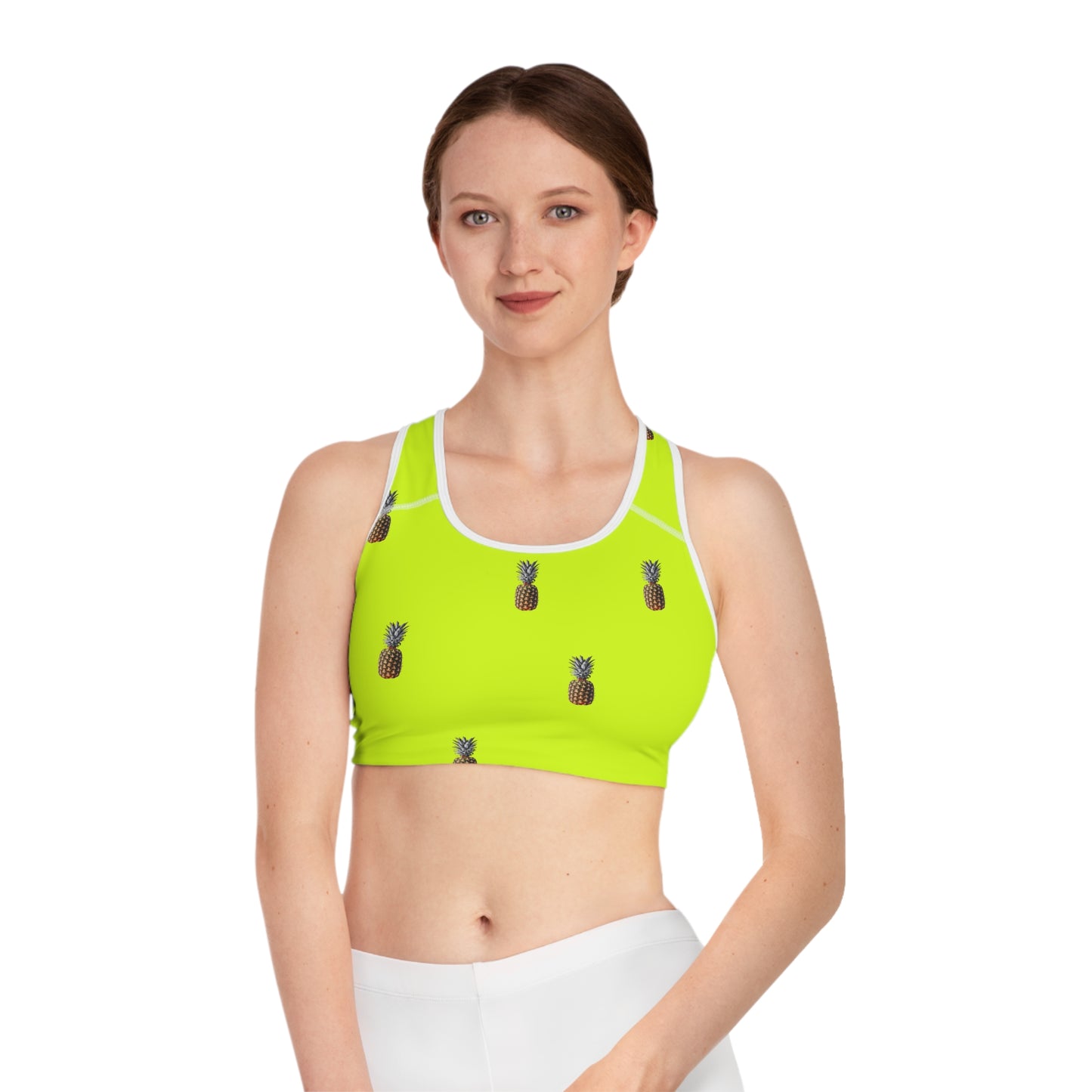 #D7FF11 Sharp Yellow + Pineapple - High Performance Sports Bra