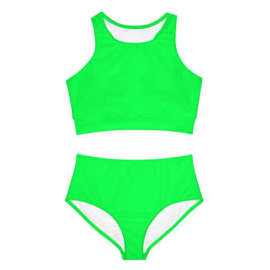 #0FFF50 Vert fluo - Ensemble bikini yoga chaud