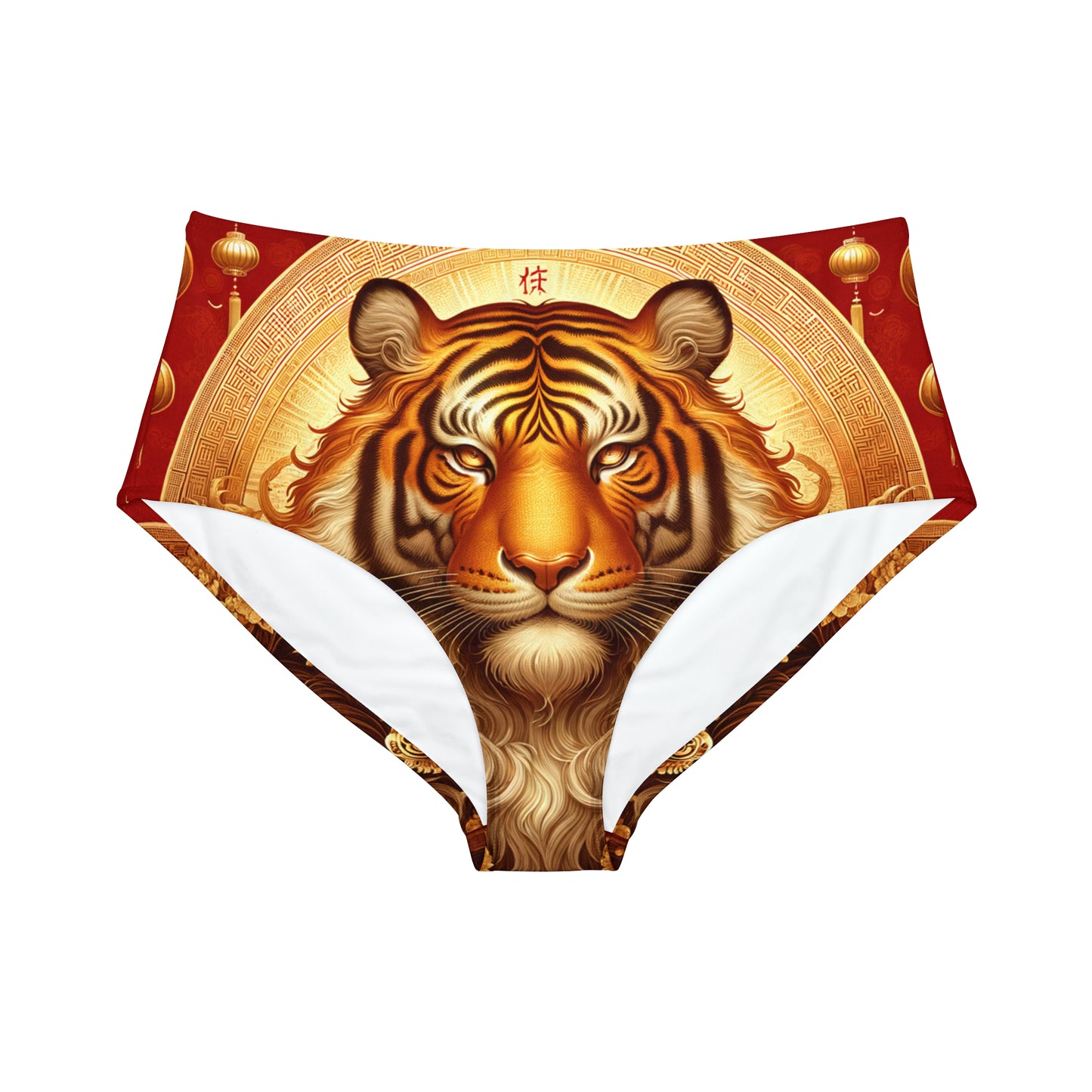 "Golden Majesty: Ascension of the Lunar Tiger" - High Waisted Bikini Bottom