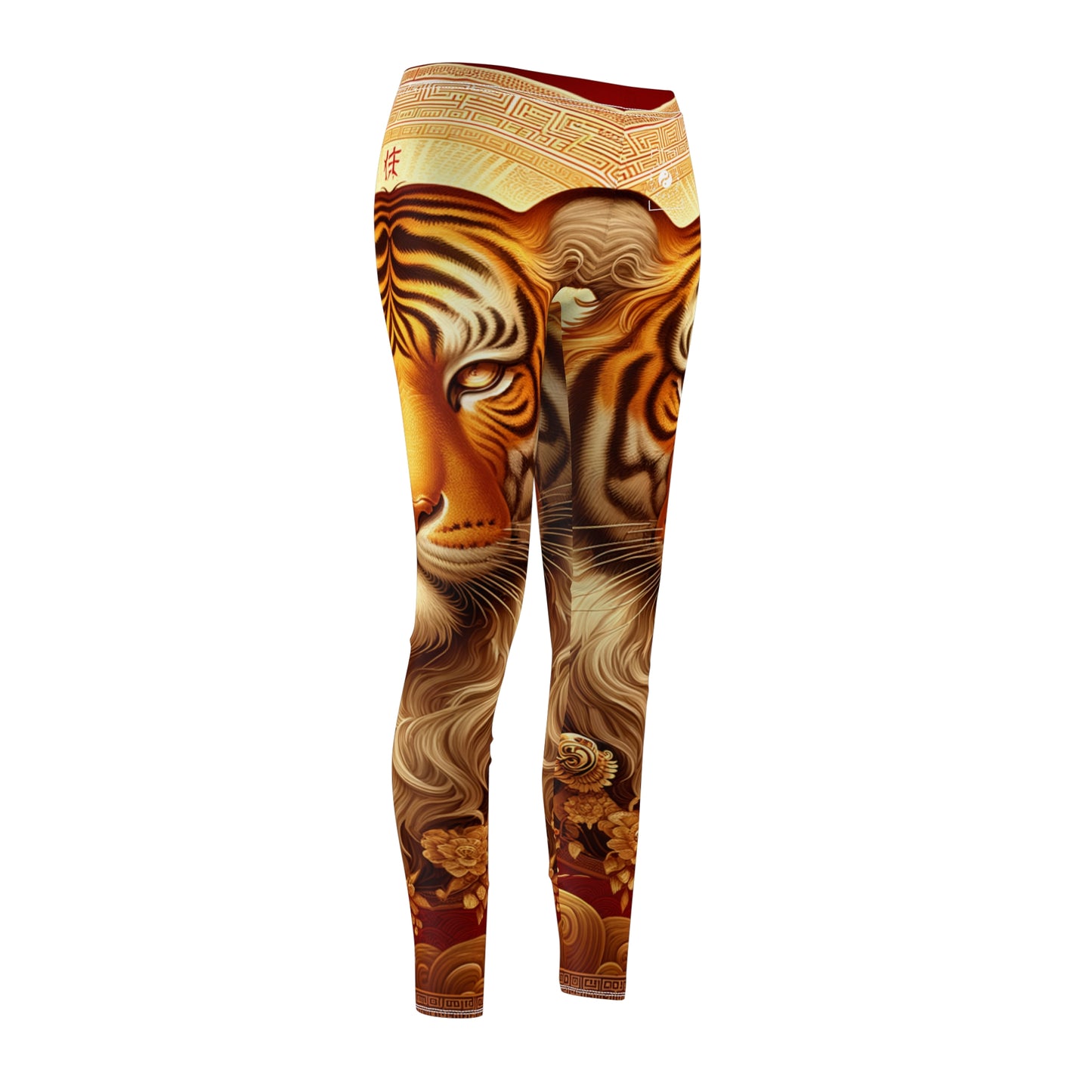 "Golden Majesty: Ascension of the Lunar Tiger" - Casual Leggings