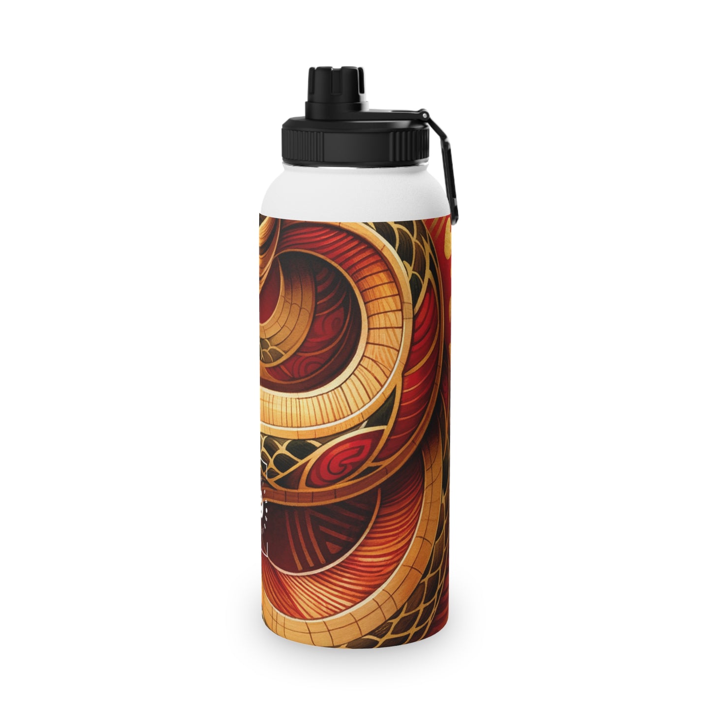 "Crimson Serenity: The Golden Snake" - Sports Water Bottle