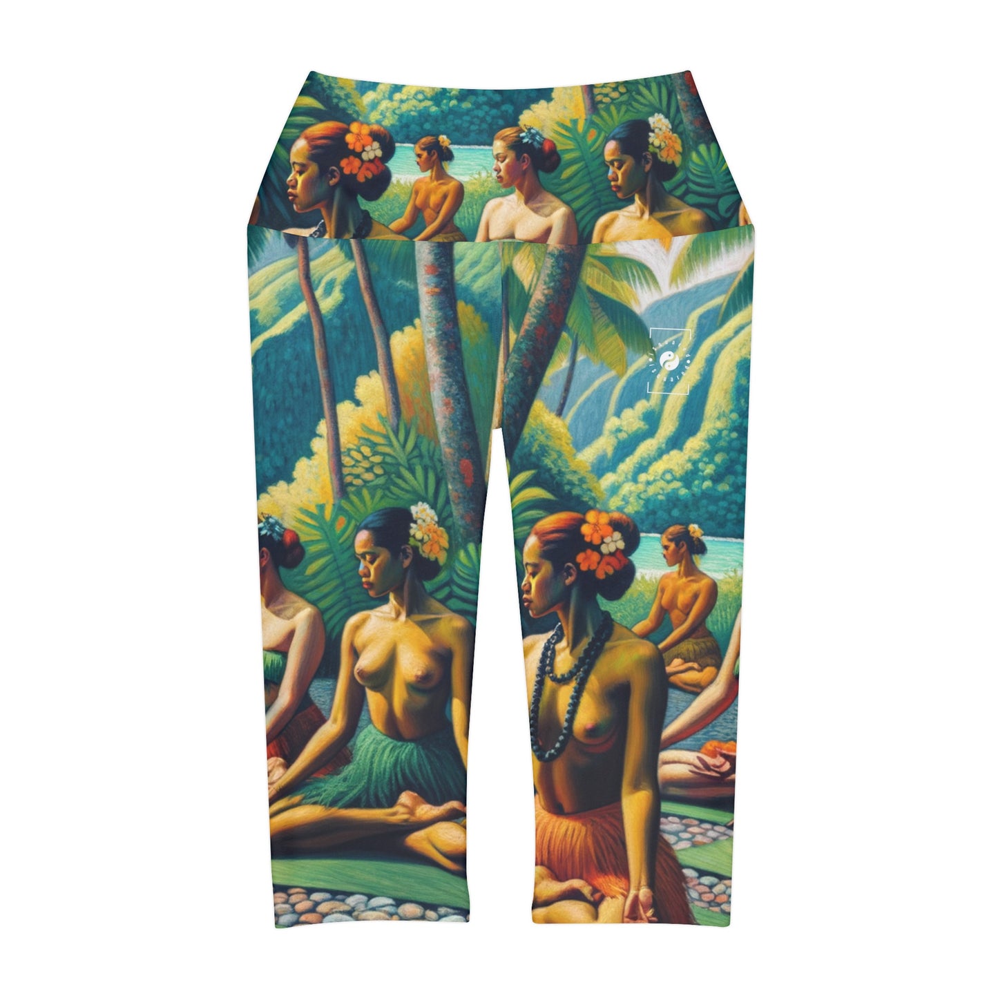 "Tahitian Tranquility - High Waisted Capri Leggings