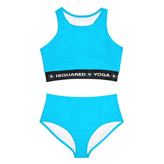 #04D9FF Bleu Néon - Ensemble de bikini de yoga chaud