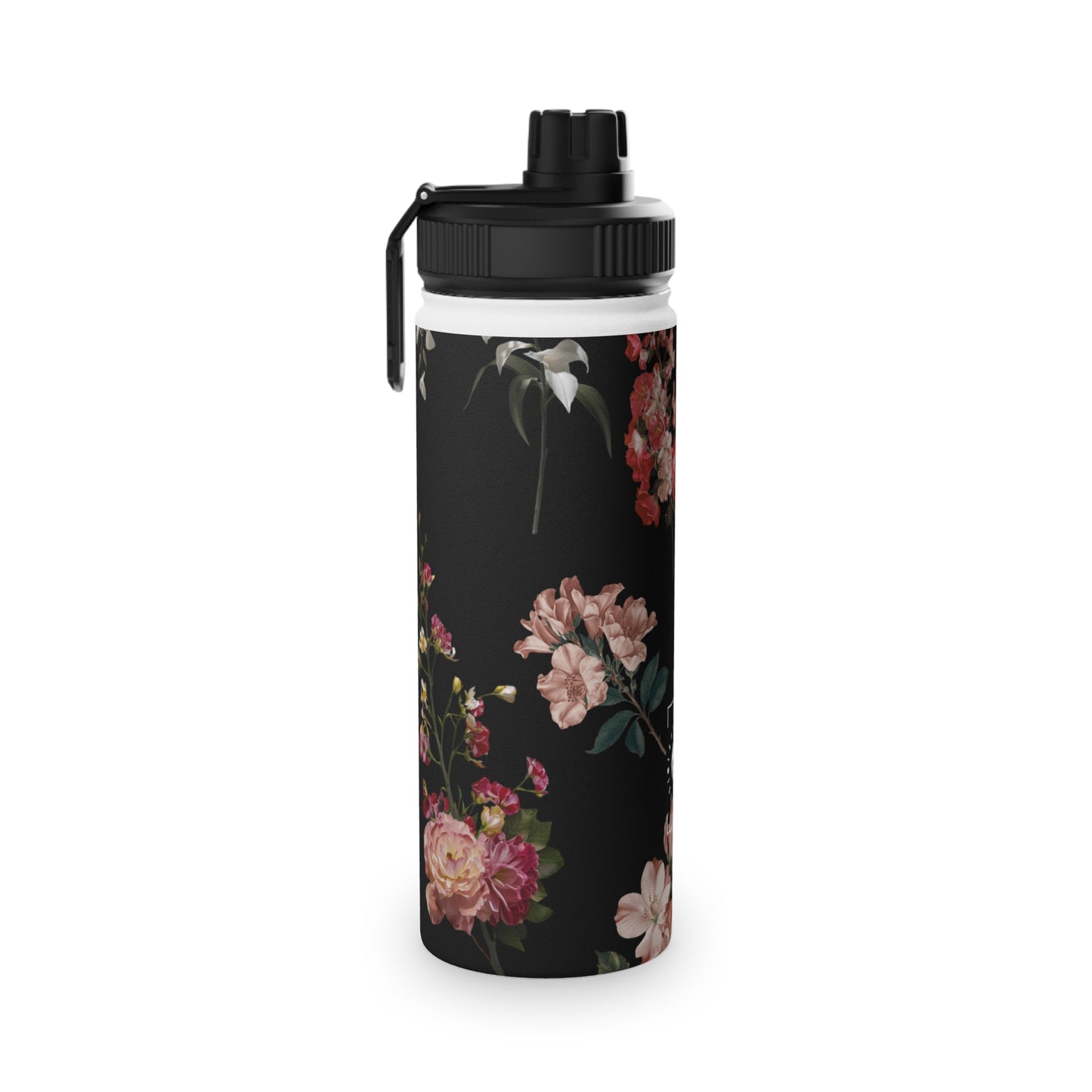 Botanicals on Black - Sports Water Bottle