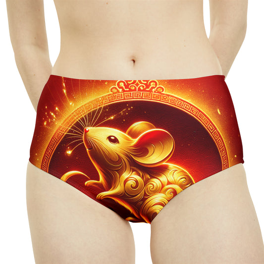 "Golden Emissary: A Lunar New Year's Tribute" - High Waisted Bikini Bottom