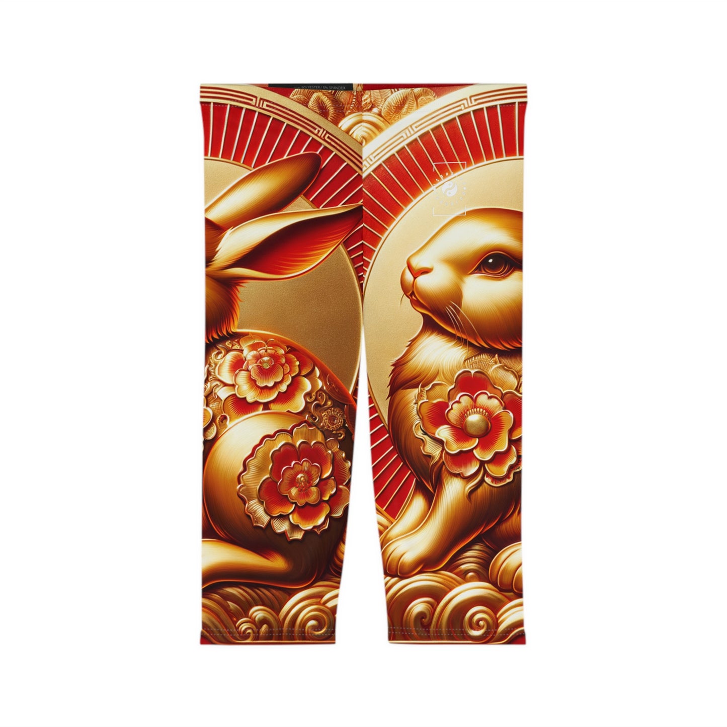 "Golden Blessings: Lunar Rabbit's Resplendence" - Capri Shorts