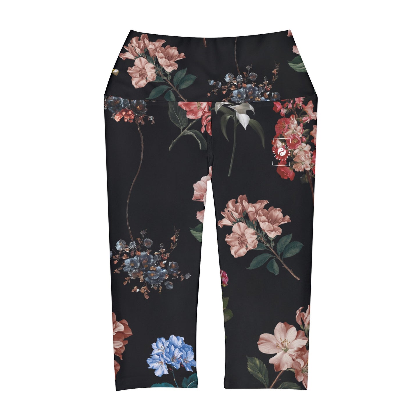 Botaniques sur noir - Leggings Capri taille haute