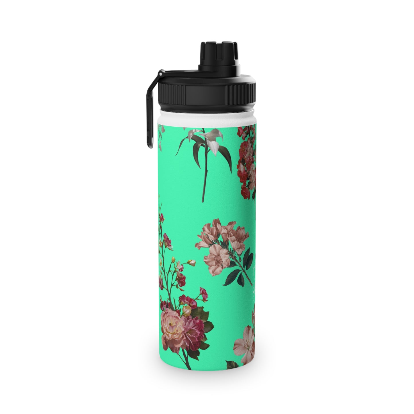 Botanicals on Turquoise - Sports Water Bottle