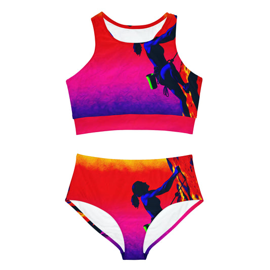 "Technicolour Ascent: The Digital Highline" - Hot Yoga Bikini Set