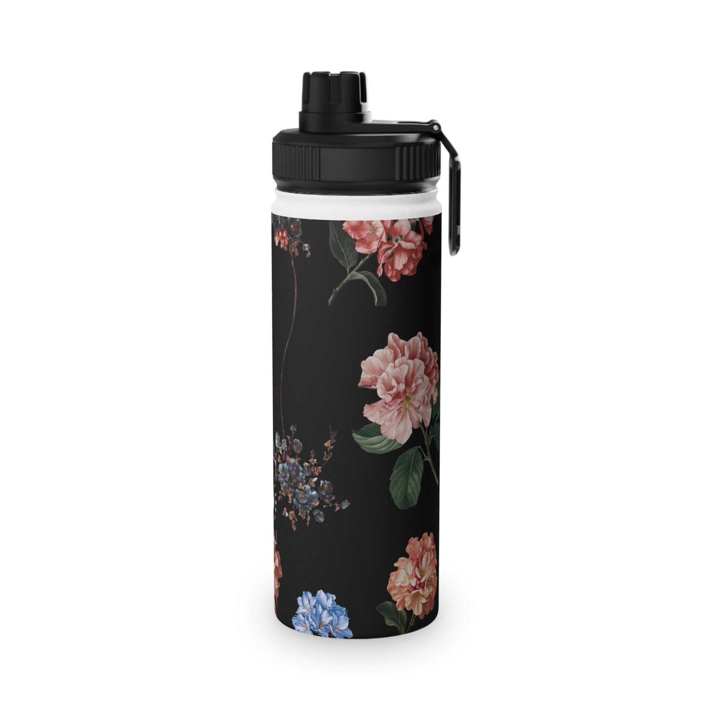 Botanicals on Black - Sports Water Bottle