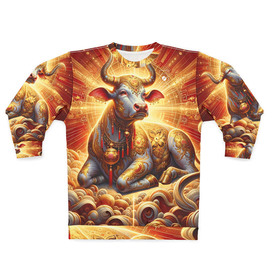 "Golden Euphoria: A Dance of the Divine Bovine" - Unisex Sweatshirt