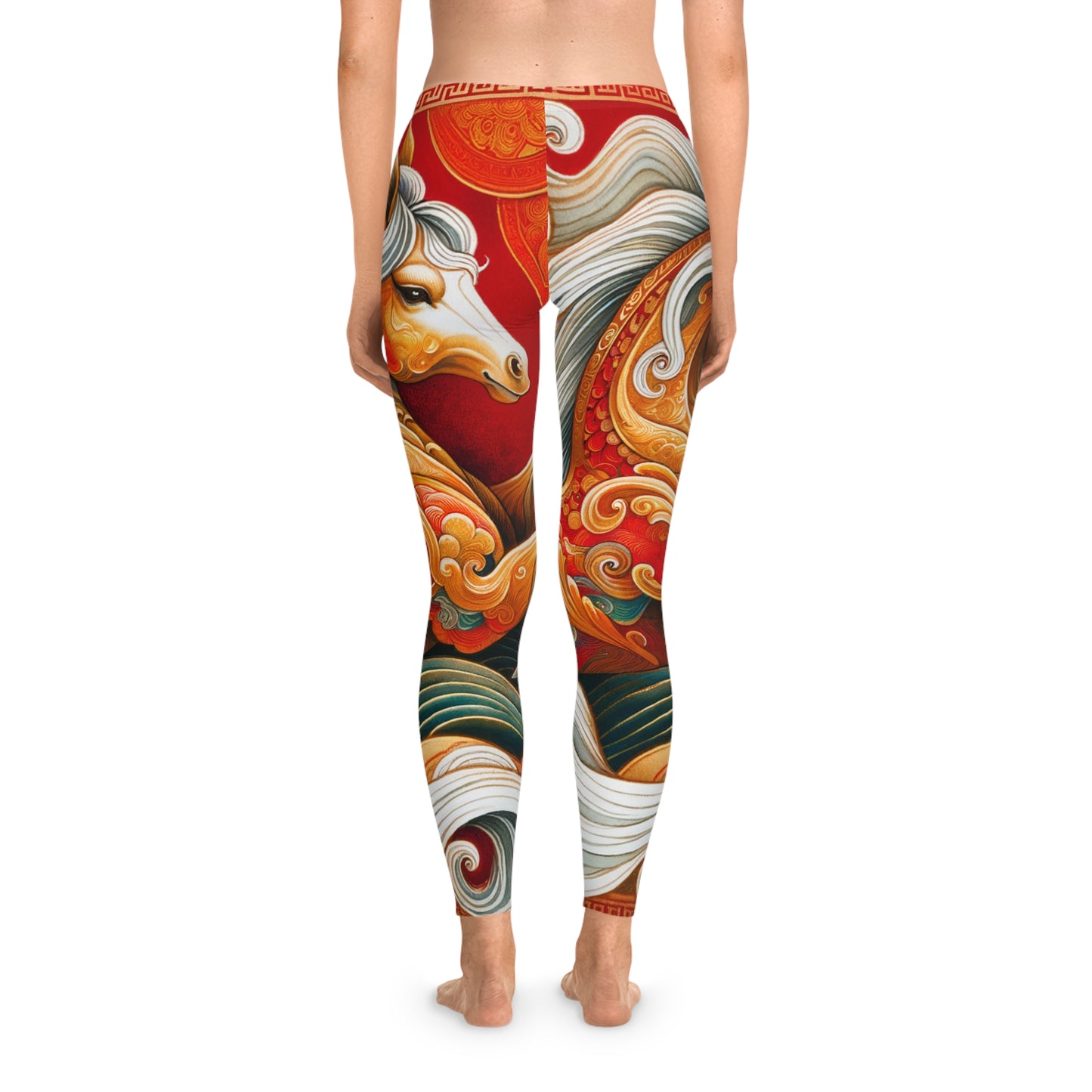 "Gold Gallop on Vermilion Vista: A Lunar New Year’s Ode" - Unisex Tights