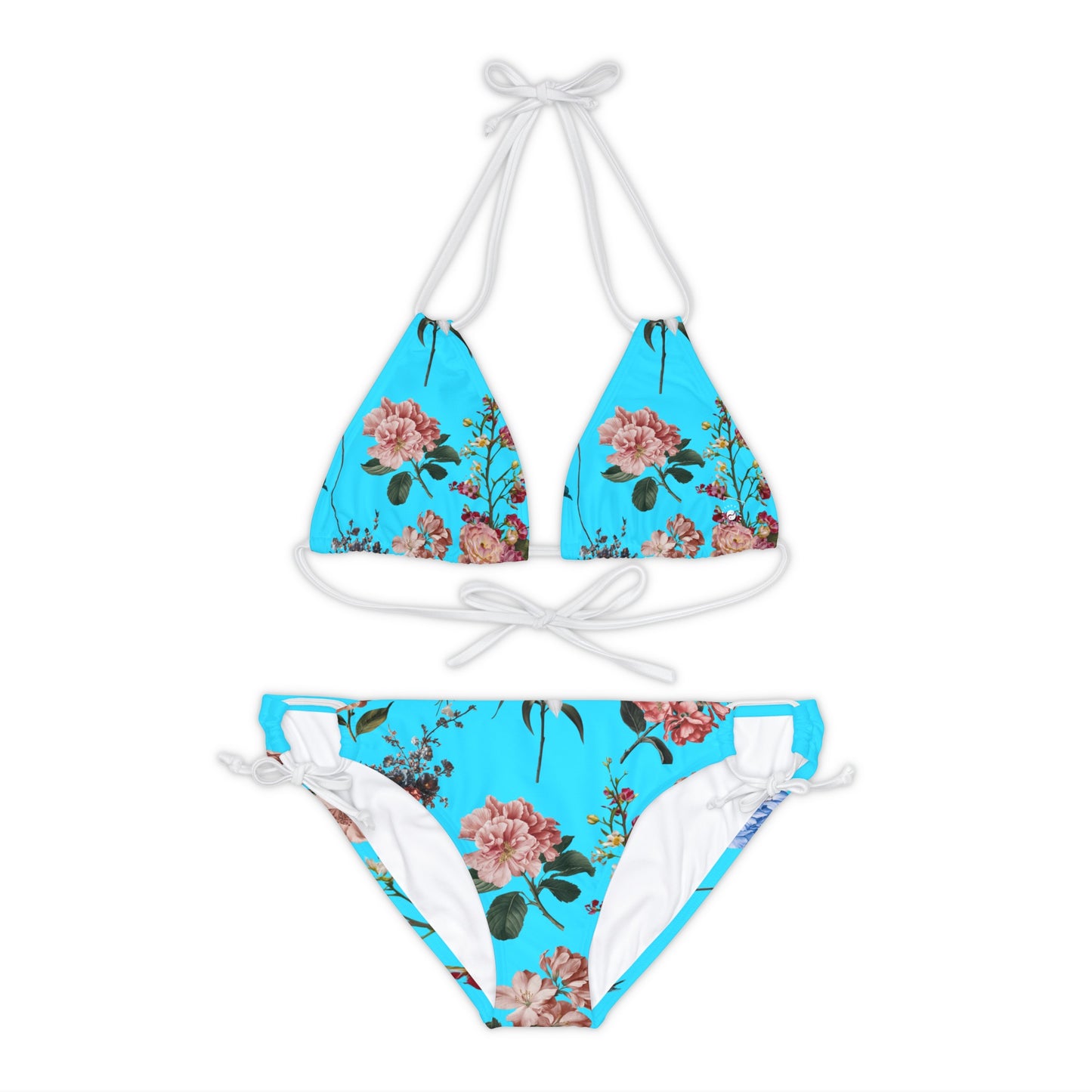 Botanicals on Azure - Lace-up Bikini Set