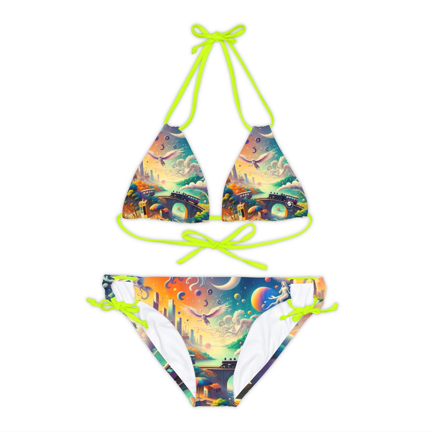 "Mirrors of Metaphor: A Murakami Odyssey" - Lace-up Bikini Set