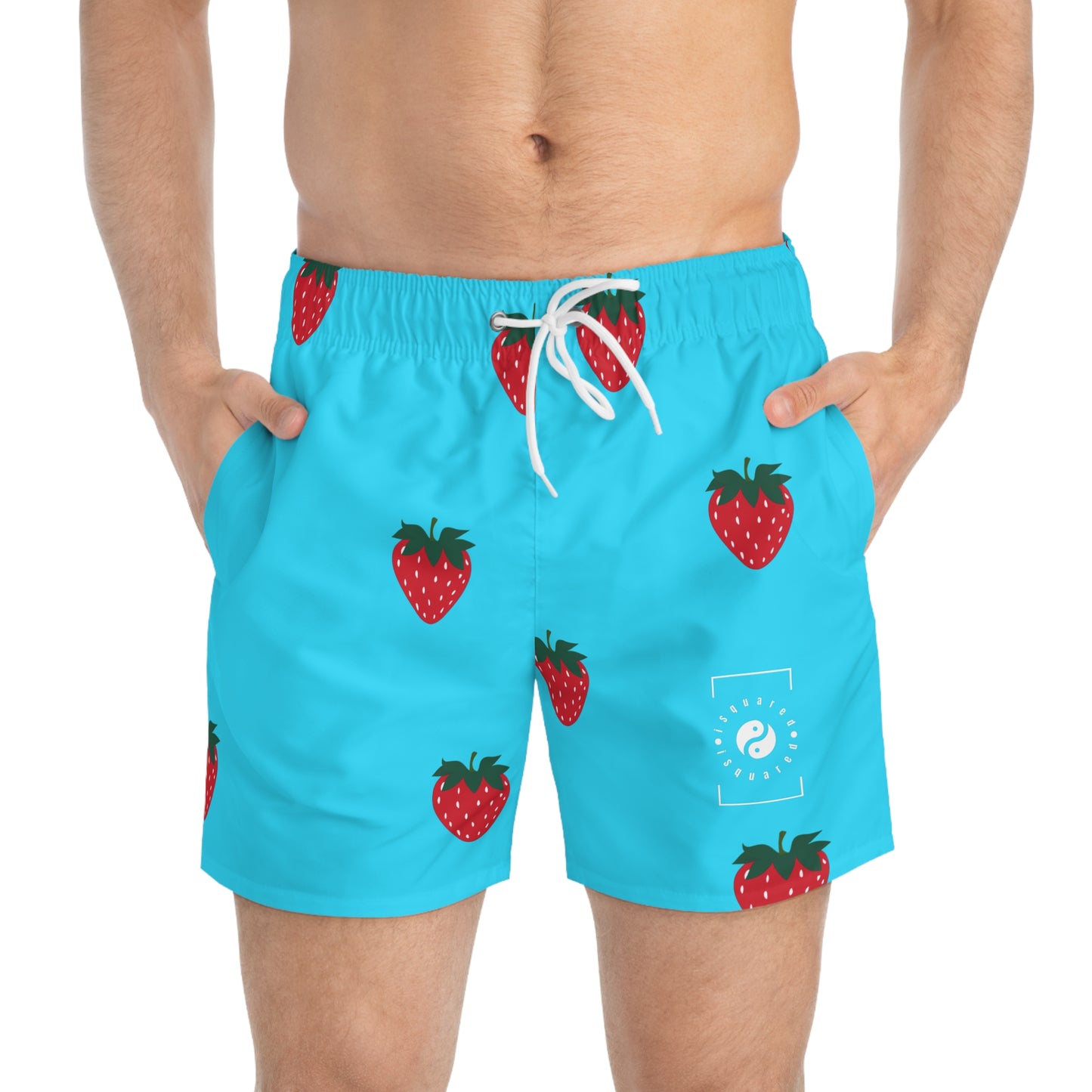 #22DEFF Bleu clair + Fraise - Maillot de bain pour Homme