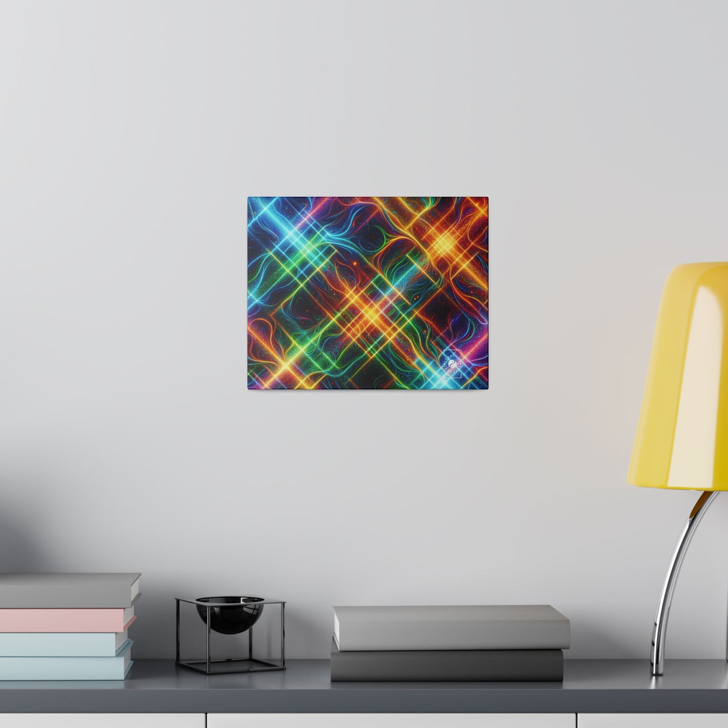 "Neon Plaid Luminosity Matrix" - Art Print Canvas