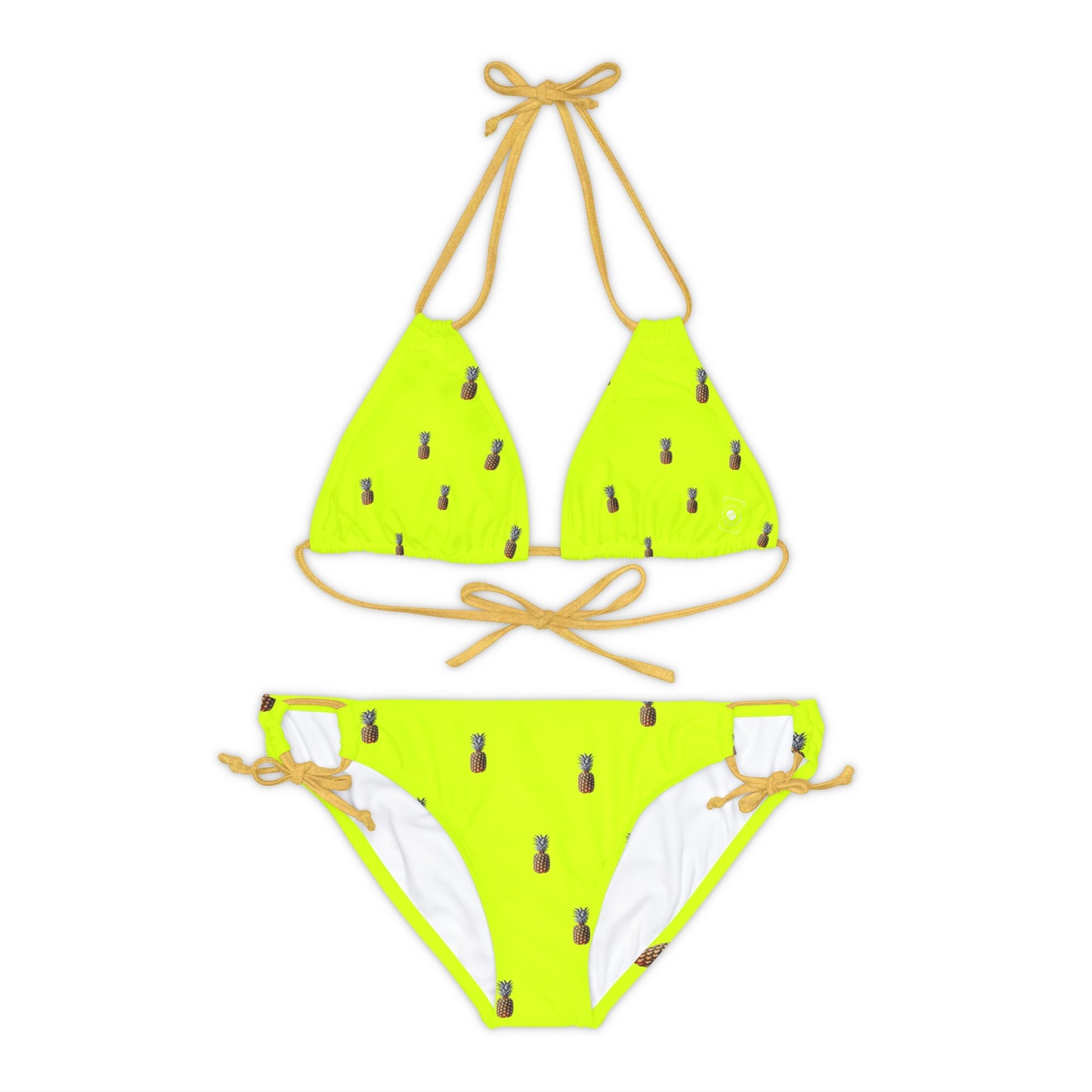 #D7FF11 Sharp Yellow + Pineapple - Ensemble bikini à lacets