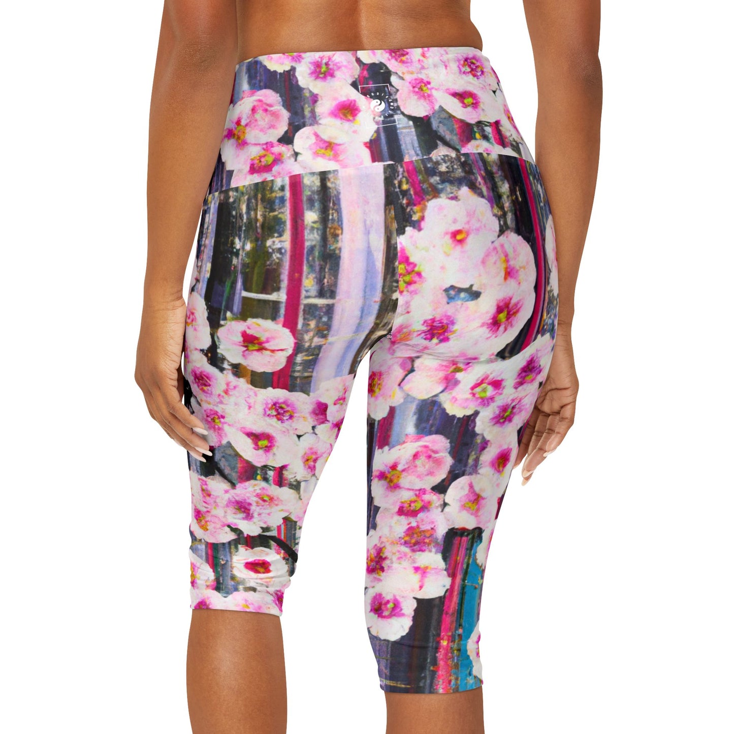 Abstract Bloom 05 - High Waisted Capri Leggings