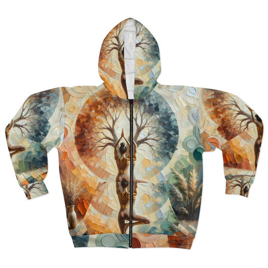 "Stability in Surrender: Vrikshasana in Harmony with Earth" - Zip Hoodie