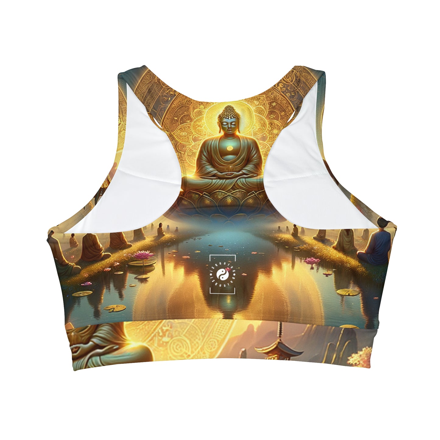 "Serenity in Transience: Illuminations of the Heart Sutra" - High Neck Crop Top