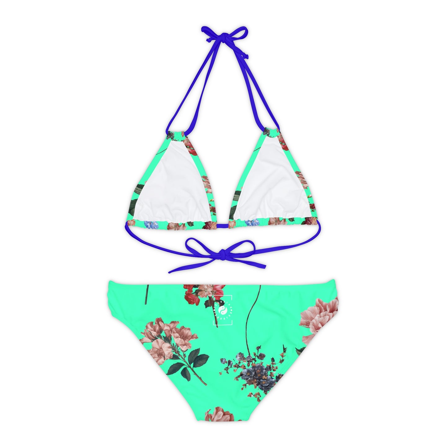 Botanicals on Turquoise - Lace-up Bikini Set
