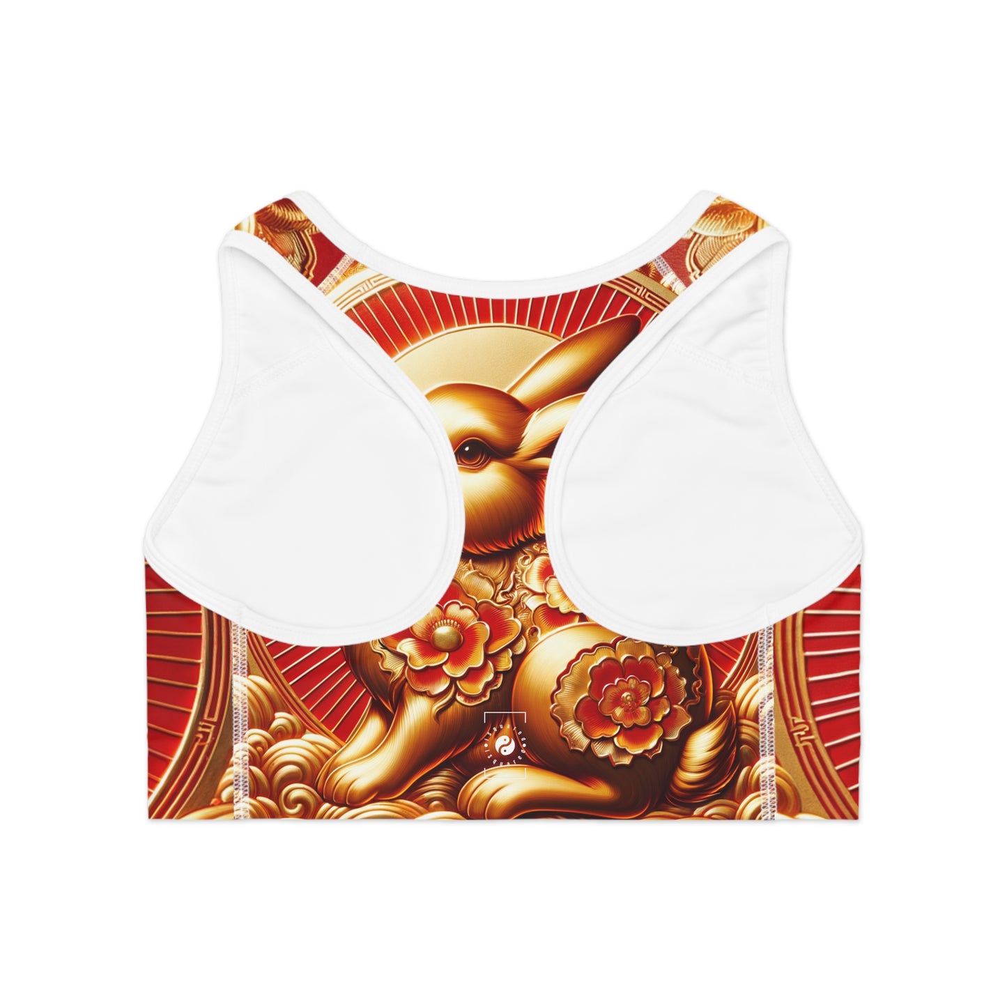 "Golden Blessings: Lunar Rabbit's Resplendence" - High Performance Sports Bra