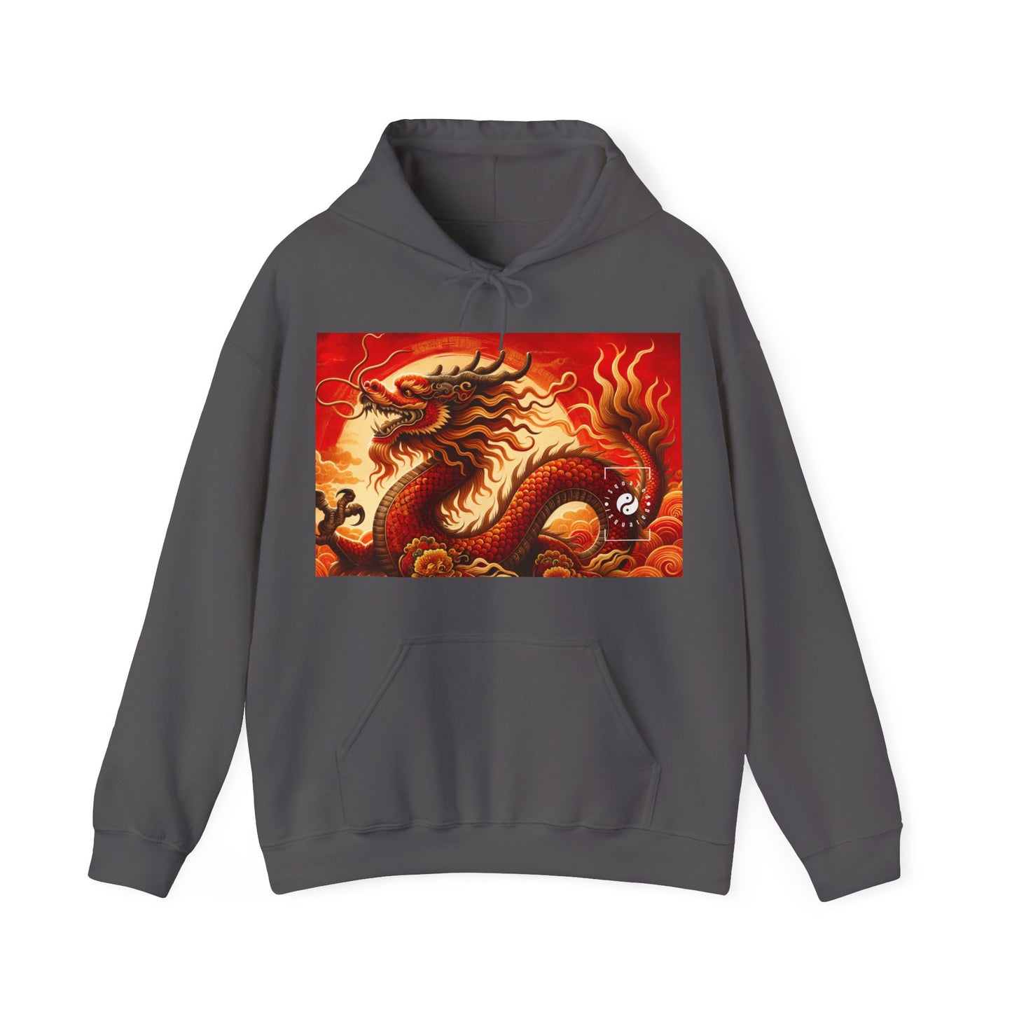 "Golden Dragon Dance in the Crimson Twilight" - Hoodie