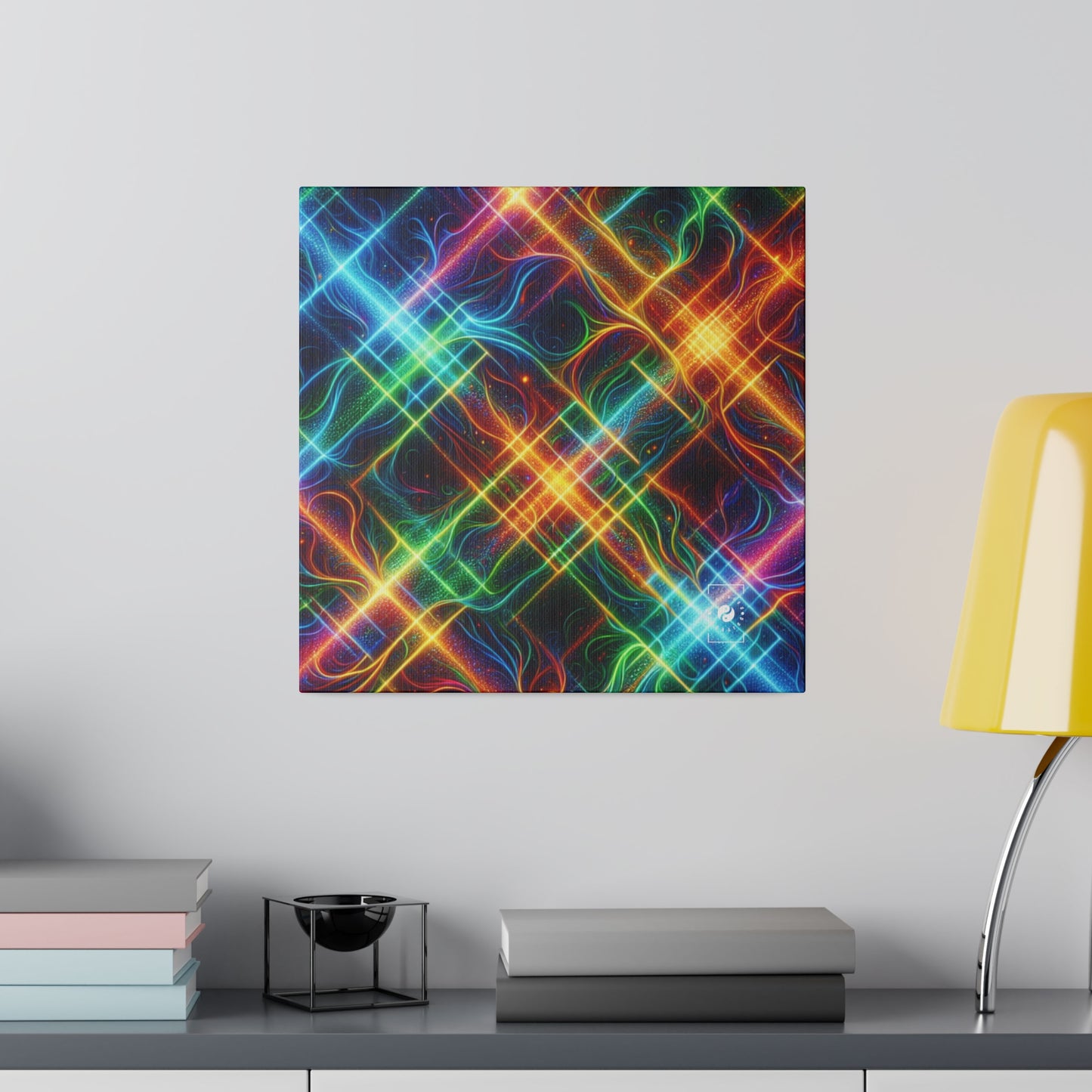 "Neon Plaid Luminosity Matrix" - Art Print Canvas