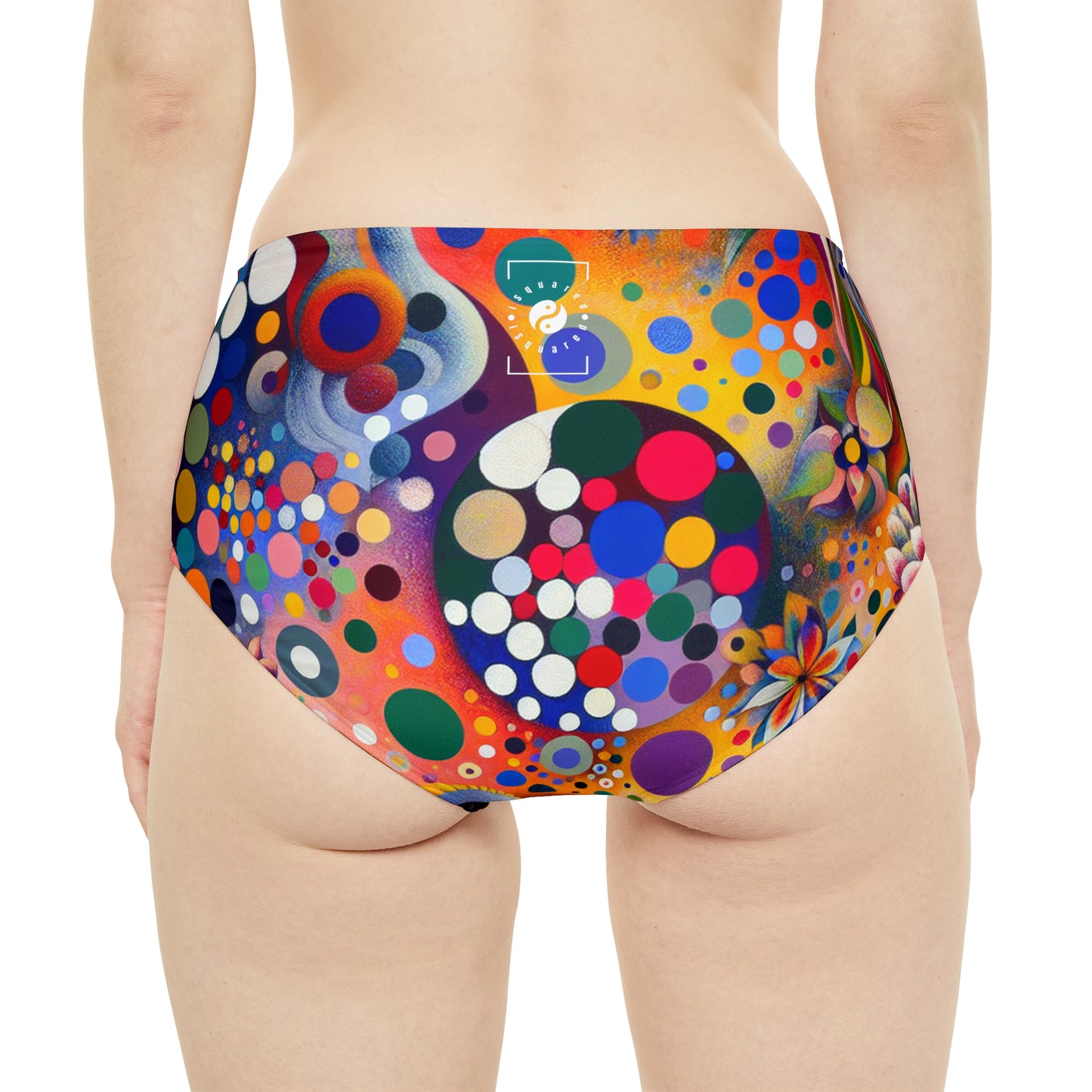 "Polka Petals in Yogic Surrealism: An Artistic Salute to Kusama and Kahlo" - High Waisted Bikini Bottom