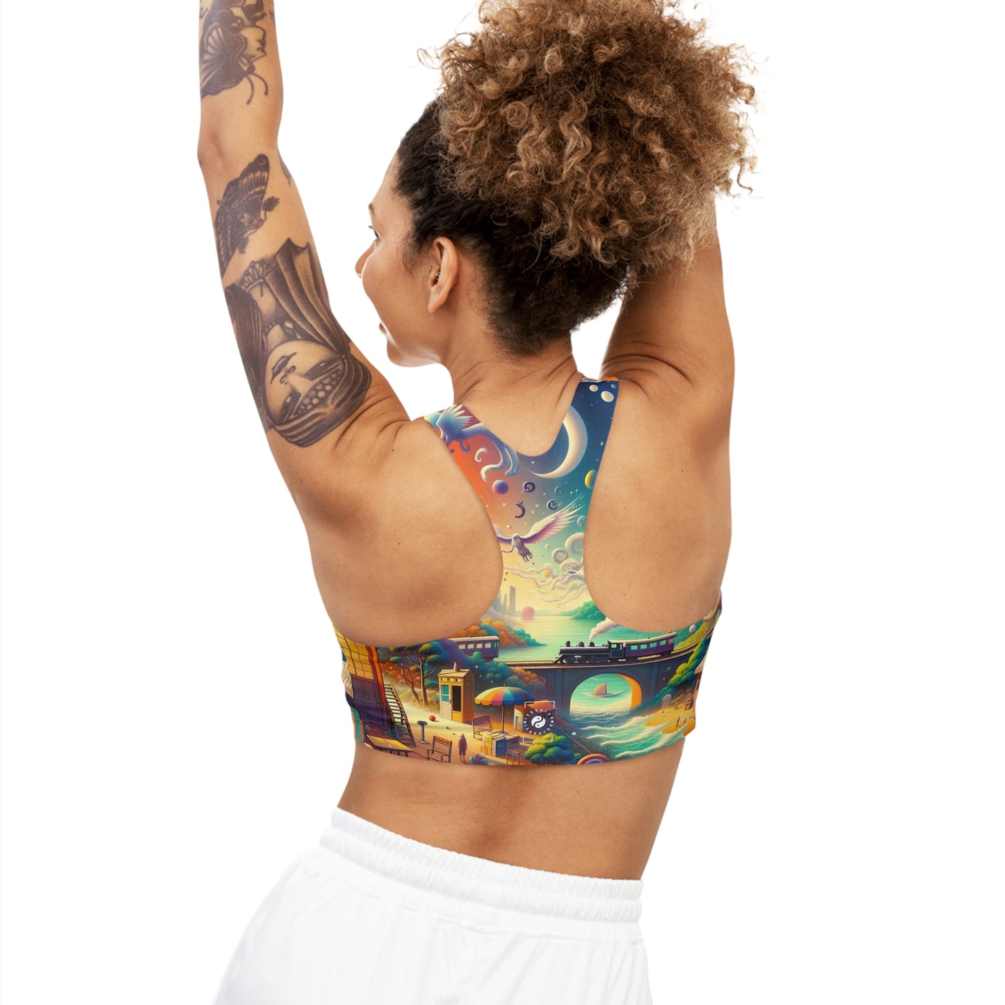 "Mirrors of Metaphor: A Murakami Odyssey" - Seamless Sports Bra