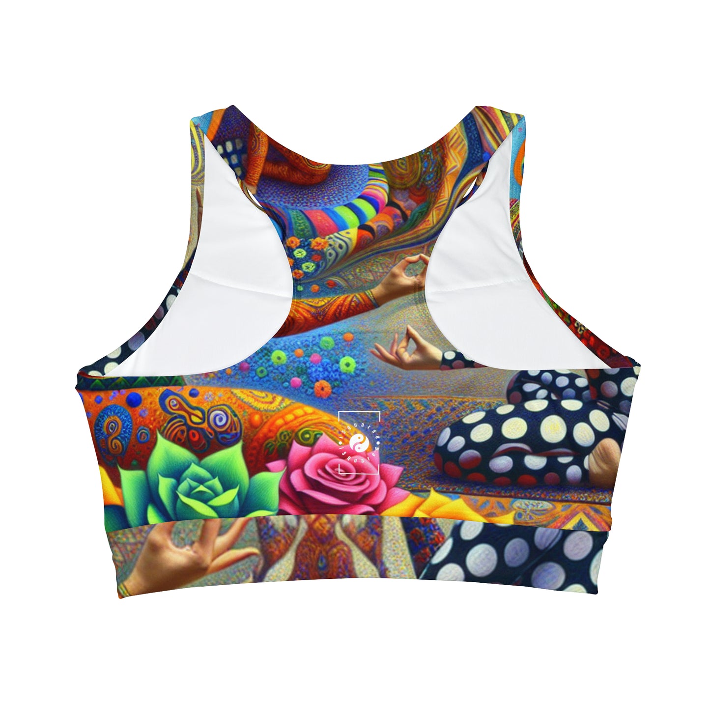 "Kahlo-Kusama Blossom Asanas: A Surreal Yoga Symphony" - High Neck Crop Top