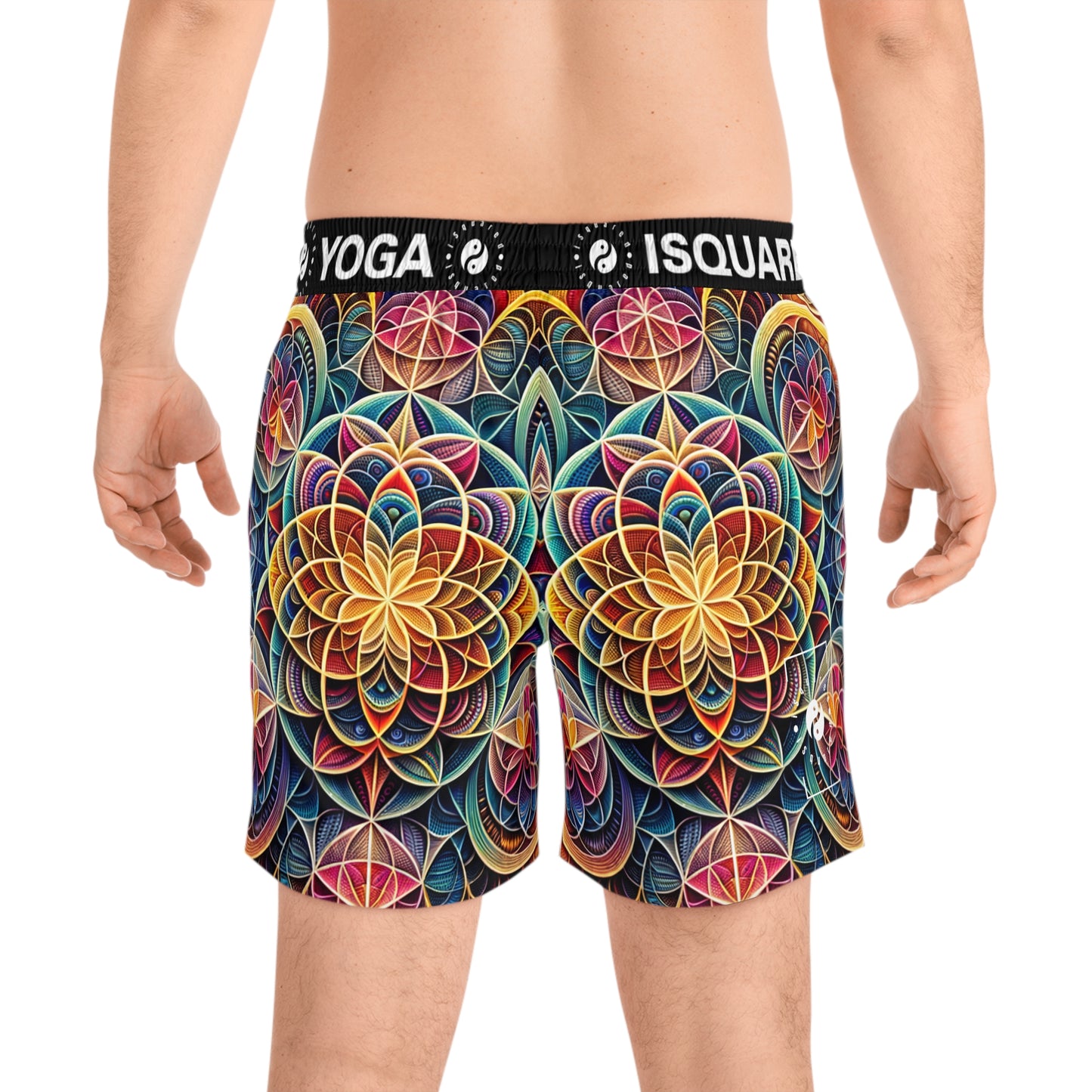 "Sacred Symmetry: Infinite Radiance of Love" - Swim Shorts (Mid-Length) for Men