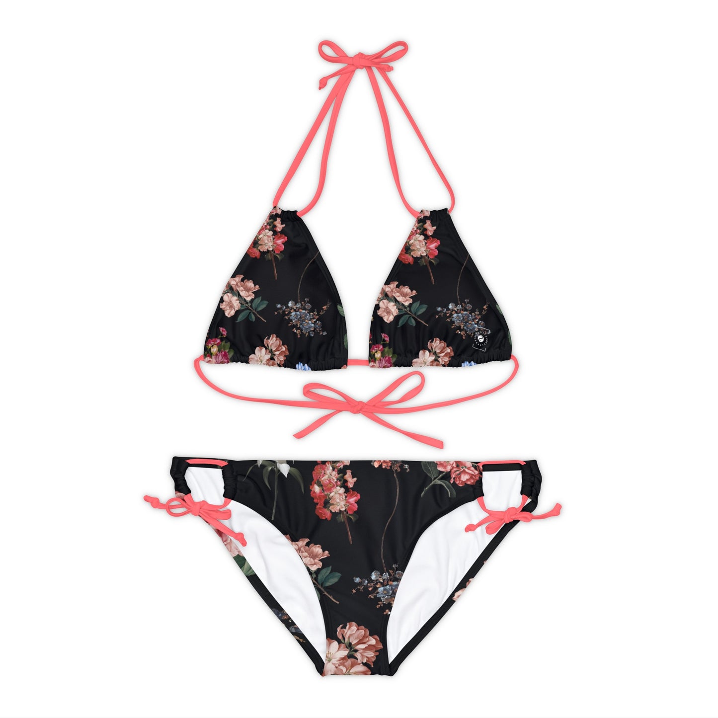 Botanicals on Black - Lace-up Bikini Set