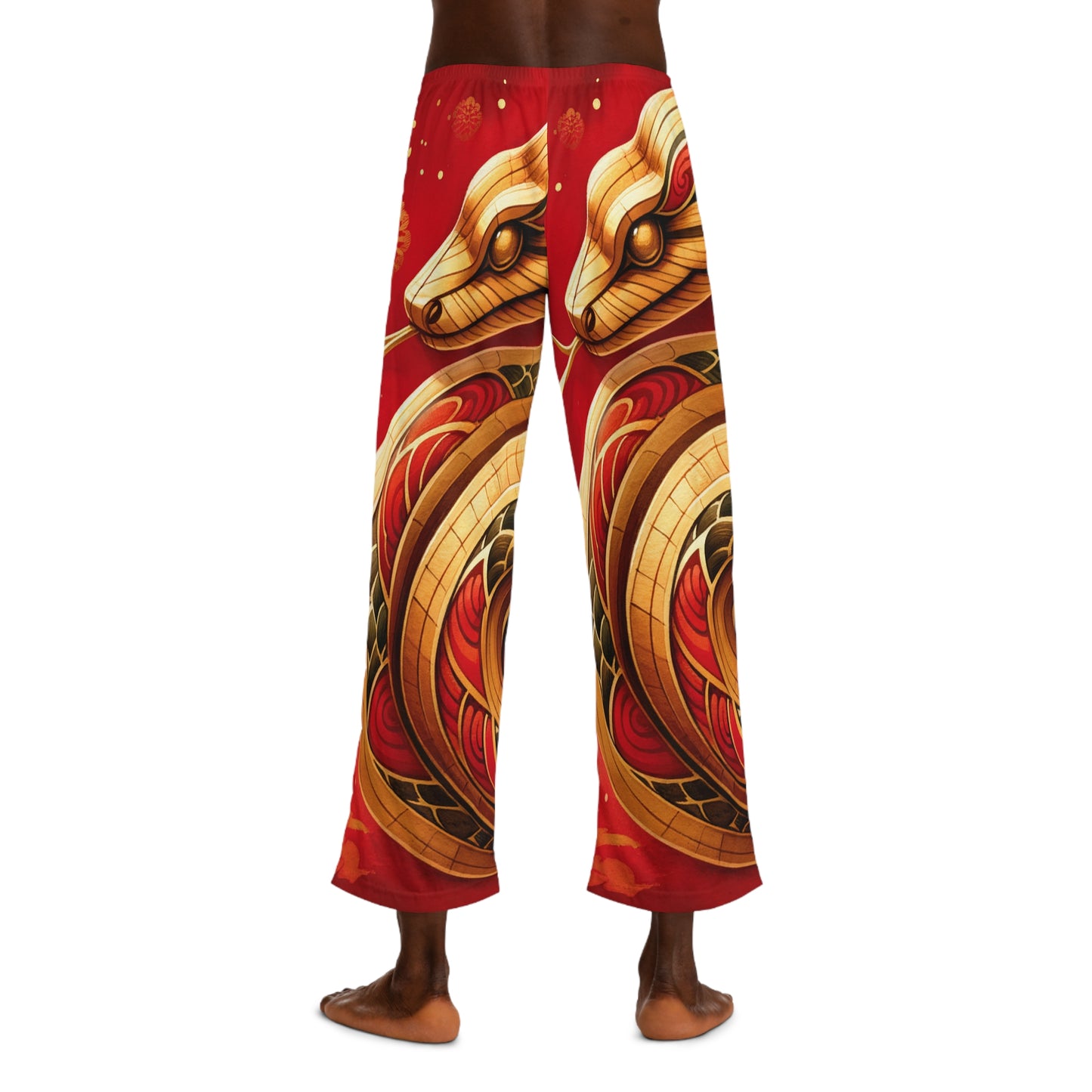 "Crimson Serenity: The Golden Snake" - men's Lounge Pants